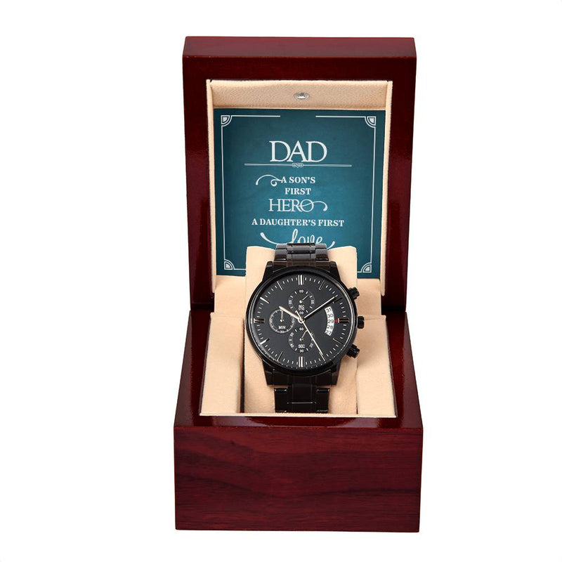 A Son's First Hero - Black Chronograph Watch